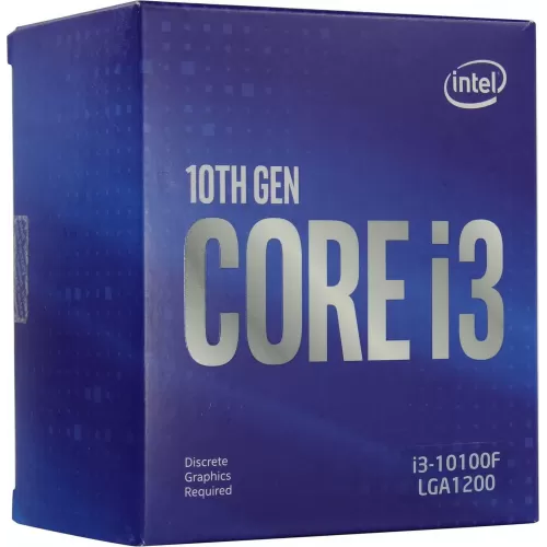 Intel Core i3-10100F, Box, 4pc, 0ec, 8t, Up to 4.3 GHz, No GPU