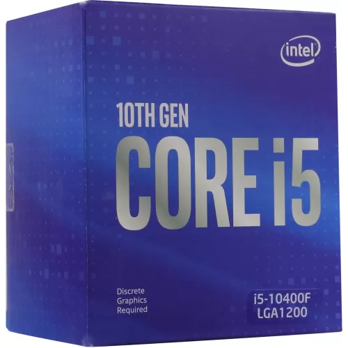 Intel Core i5-10400F, Box, 6pc, 0ec, 12t, Up to 4.3 GHz, No GPU
