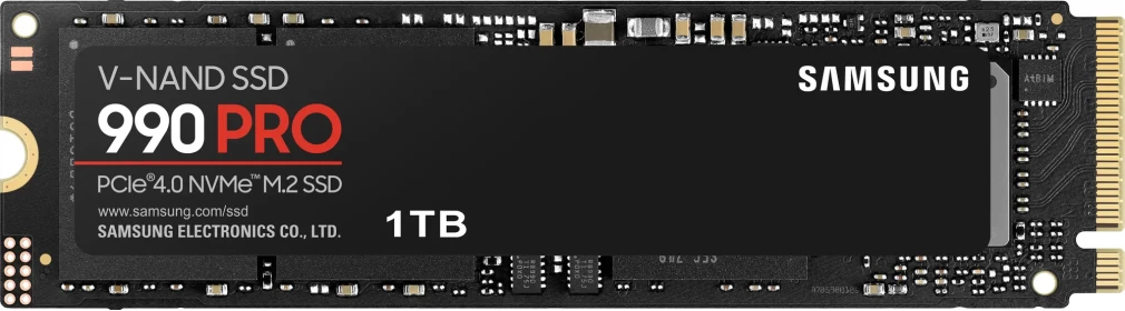 Samsung SSD 990 PRO, NVMe M.2 (MZ-V9P1T0BW), SSD M.2 Type 2280 (M), PCIe 4.0 x4, NVMe 2.0, 600 TB (TBW), Read/Write - 7450/6900 MBps, 1 TB