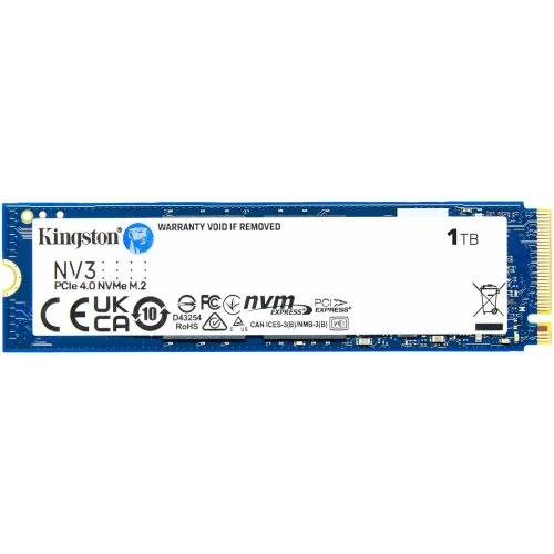 Kingston NV3, 2280 (SNV3S/1000G), SSD M.2 Type 2280 (M), PCIe 4.0 x4, NVMe 1.4, 320 TB (TBW), Read/Write - 6000/4000 MBps, 1 TB