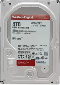 Western Digital 0EFPX, WD80EFPX, Caviar Red Plus, HDD 3.5", 256 MB Cache, 5640 RPM, SATA III (6 Gbps), 8 TB