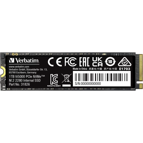 Verbatim Vi5000 (VI5000-1TB-31826), SSD M.2 Type 2280 (M), PCIe 4.0 x4, NVMe 1.4, 1000 TB (TBW), Read/Write - 5000/4500 MBps, 1 TB